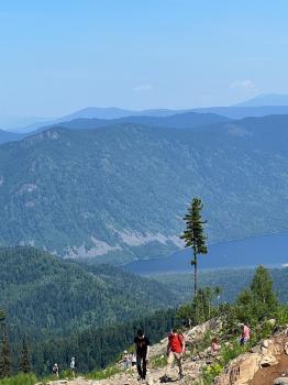 Вид на Телецкое озеро с вершины горы Кокуя