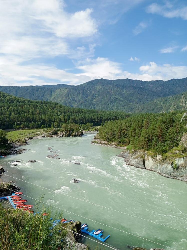 Смотровая площадка на Козьей тропе в Чемале с видом на слияние Чемала и Катуни 