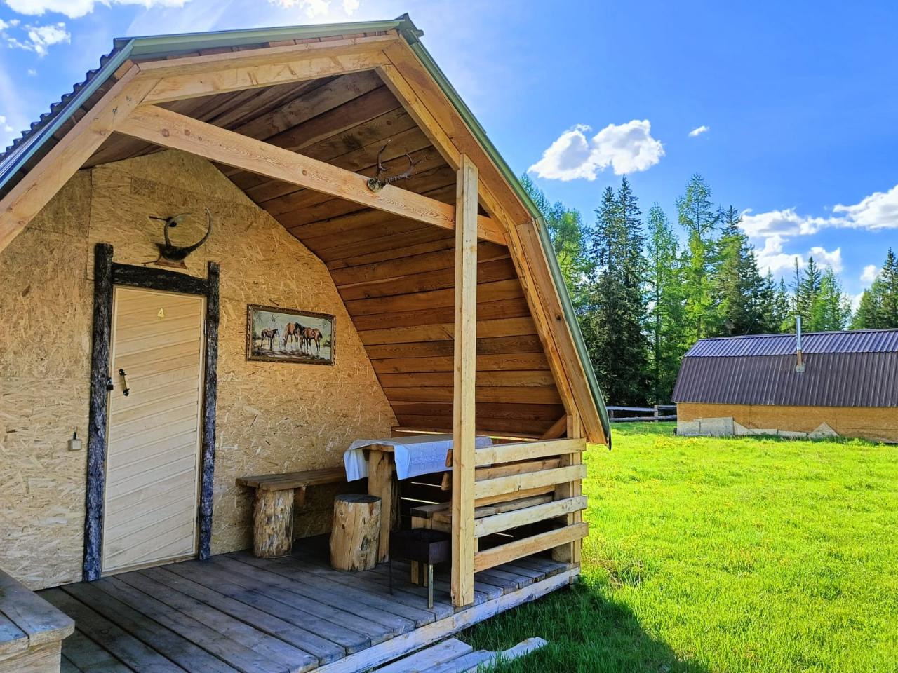 База отдыха "Энчи" за Улаганом в Горном Алтае у реки Башкаус