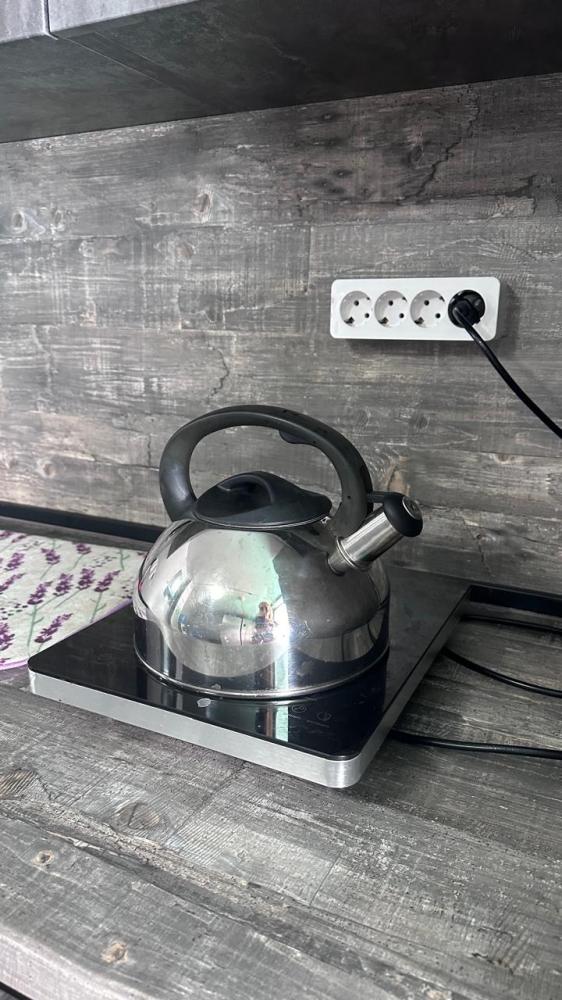 Кухонная зона на пароме (холодильник, СВЧ-печи, кулер с нагревателем, варочная поверхность, чайник)