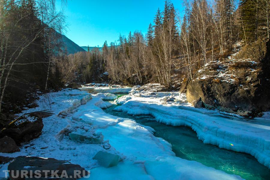 Зимние туры на Алтай 2023 река Чуя порог Бегемот