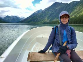 Горный Алтай : Мультинские озера : Катер на Нижнем Мультинском озере