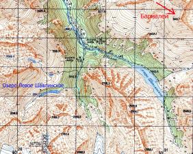 Левое Шавлинское озеро на карте